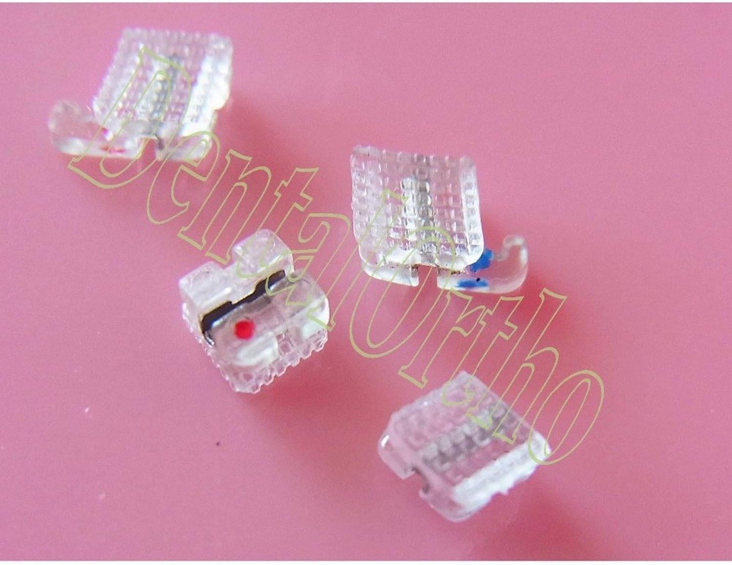 1 Kit (20 Pcs), Clear Resin Plastics Bracket Roth 0.022" Hook#3, with Metal Slot, Dental Orthodontic Orthodontist Dentist