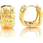 Caralon Tiny Dainty Gold & Silver Huggie Hoop Earrings for Women:Small Bamboo,Square,Twisted,Teardrop,U-Shaped Hoops, Mini Huggie Hoops in Champagne & White Gold Plated Hypoallergenic Lightweight