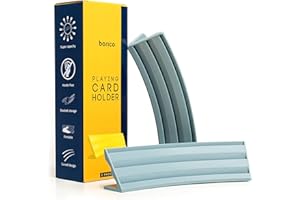 BORICO Card Holders for Playing Cards - 2 Pack Playing Card Holder for Kids and Adults,Stackable Storage Game Card Tray with a Travel Pouch(Gray)