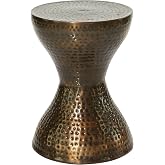 Deco 79 Metal Hourglass Side Table, 14" x 14" x 19", Polished Bronze | More surface space, side tables living room in hammered iron, polished bronze, end tables living room