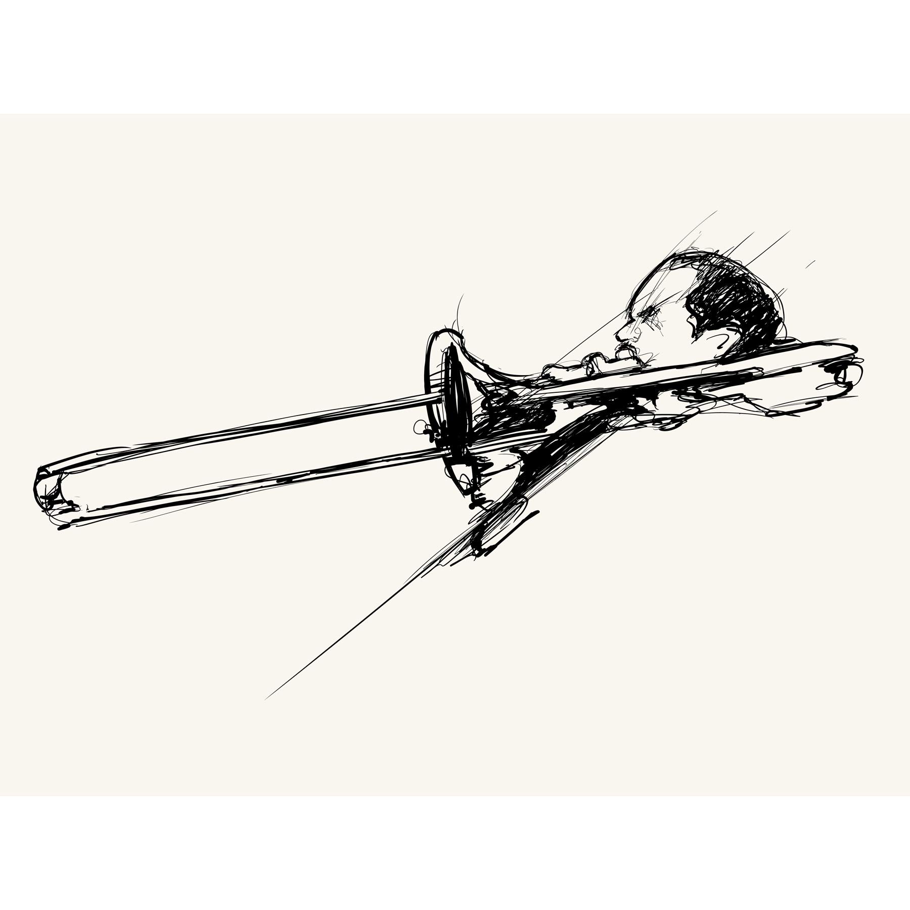 Wee Blue Coo Musician Trombone Player Large Wall Art Print Canvas Premium Poster