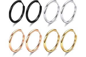 YESTEEL 316L Surgical Steel Hoop Earrings, 6mm-20mm Huggie Earrings Men Hypoallergenic, Small Sleeper Mens Hoop Earring Cartilage Earring for Women 20G 18G