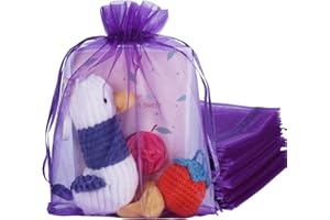 YQL Organza Bags 6x9,100PCS Purple Large Gift Favor Bags Mesh Bags Jewelry Pouches Sachet Bags Wedding Party Valentine Gift C