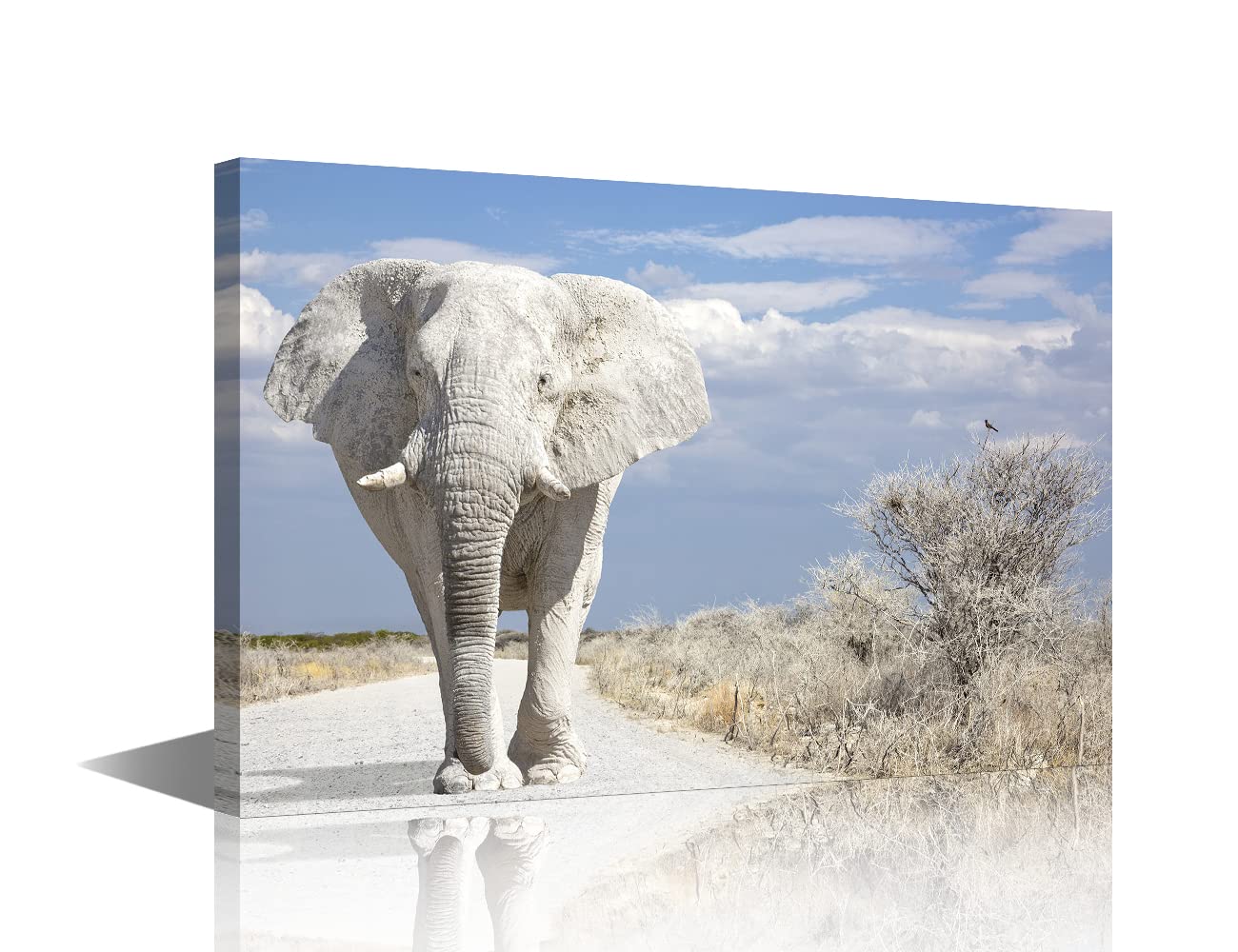 Canvas Wall Art Animals Painting Prints Stretched and Framed Vintage Gray Elephant Pictures Ready to Hang for Home Decorations Office Wall Decor 8x12inch(20x30cm) — image 1