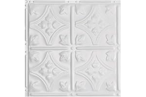 Great Lakes Tin Hamilton Gloss White Ceiling Tiles - Perfect for DIY and Home Renovation Projects - Easy to Install (12X12 Inch Sample)