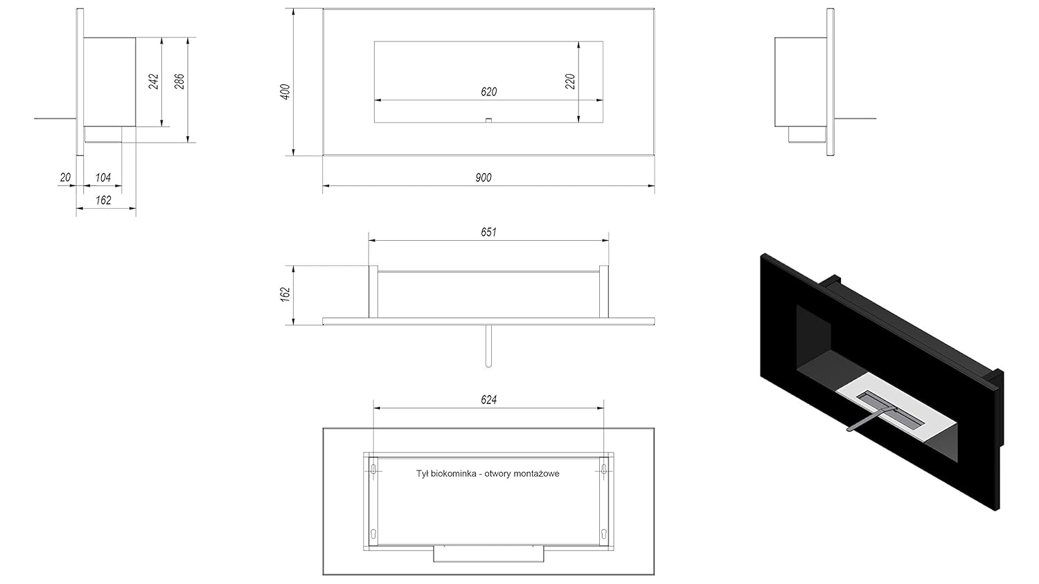 Kratki Biokamin Dekorativ Wandkamin Delta2 Schwarz Qube T Uuml V