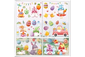 IDOLPACK Happy Easter Window Clings, 9 Sheets Reusable Easter Gnomes Theme Spring Window Decals Holiday Easter Stickers Decor for Church Store Office Home School Party Decorations Supplies