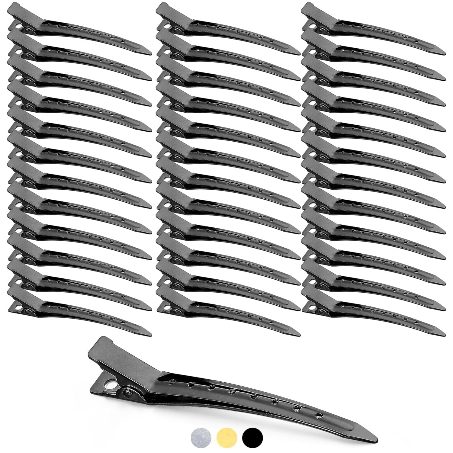 Mbsomnus 36pcs Sectioning Hair Clips for Styling Black 3.5 Inch Duckbill Hair Clips Metal Pin Curl Clips Long Hair Clips Women Hairdressing Clips Alligator Curl Clips for Women Girls Salon