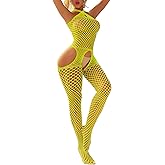 Kimfeng Sexy Lingerie for Women Exotic Fishnet Bodysuit One Piece Mesh Bodystocking Nightwear Jumpsuit Underwear Rave Outfits