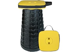Outward Gear Upgraded Folding Stool Collapsible Portable Chairs Sturdy Heavy Duty 550lbs Load Capacity Telescopic Stool for Camping Travel Hiking (Yellow)