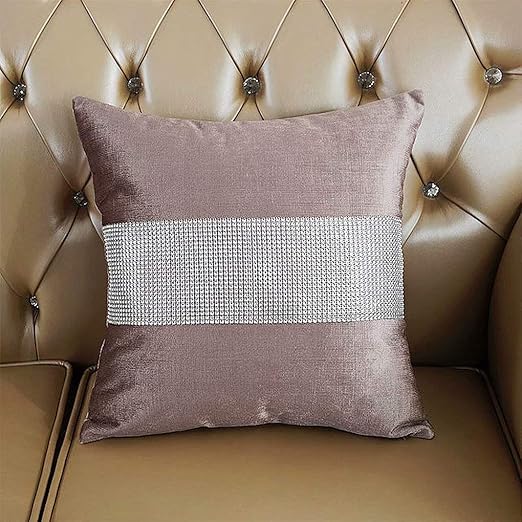 HeMiaor Rhinestones Throw Pillow Cover 18x18 inches Pillow Case Cover
