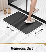 HITSLAM Shower Mat Non Slip 60 x 40 cm Loofah Drain Quick Drying Black view 6
