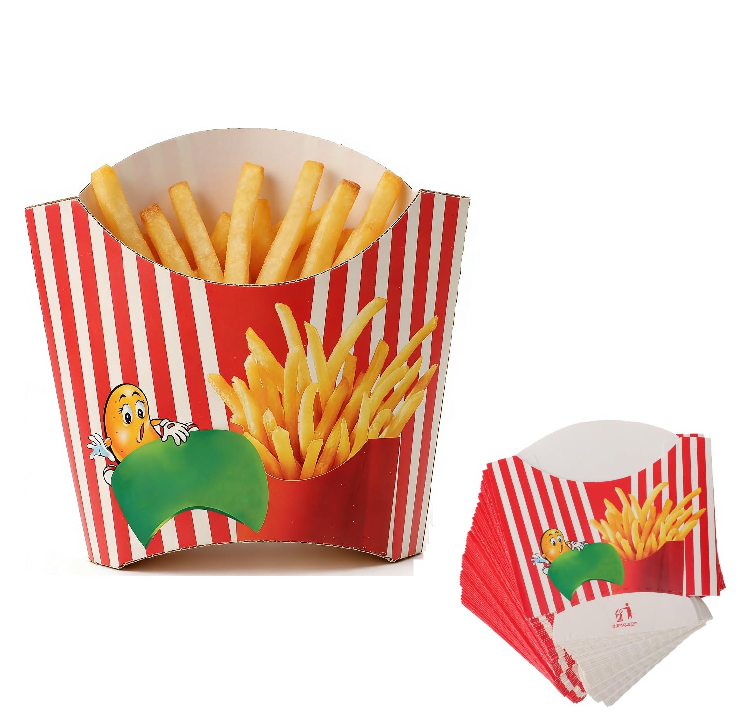 Cabilock 100Pcs French Fries Boxes, Fries To go Paper Chip Cones, Food Serving Charcuterie Cups for Snack Chips, Burger, Dessert Fries Holders Cups for Home Shop Movie