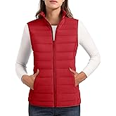 MAGCOMSEN Women's Puffer Vest Lightweight Stand Collar Zip 4 Pockets Puffy Vests Sleeveless Quilted Padded Outerwear