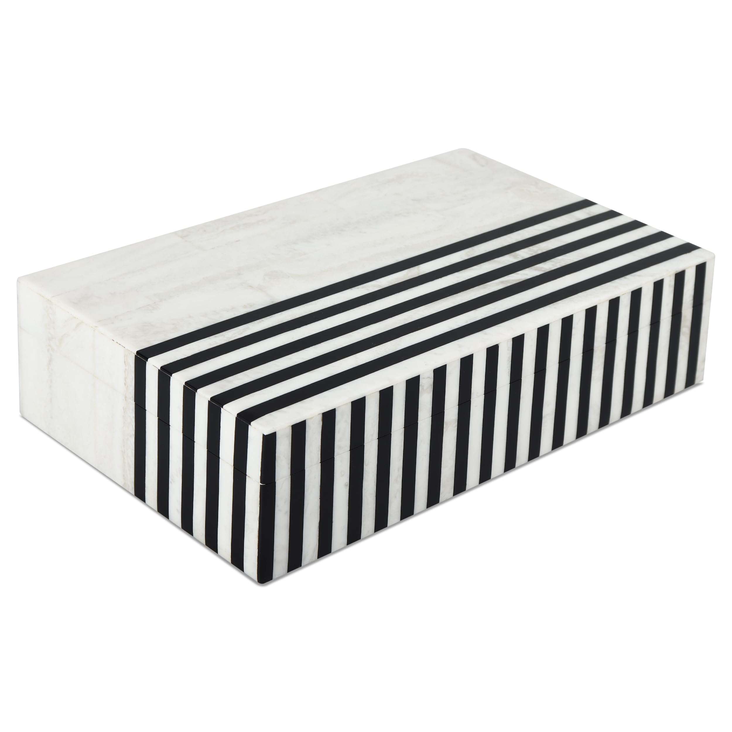 Handicrafts Home Decorative Storage Box with Lid, Black White Modern Remote Holder Box, Coffee Table Organizer, Decorative Storage Box for Living Room & Desk, Mono Lead 10 x 6 x 2.5