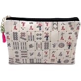 XDMXY Mahjong Cute Small Cosmetic Bag Mini Makeup Bag for Women and Girls,PU Leather Small Travel Toiletry Bag Accessories Organizer with Zipper Tassel