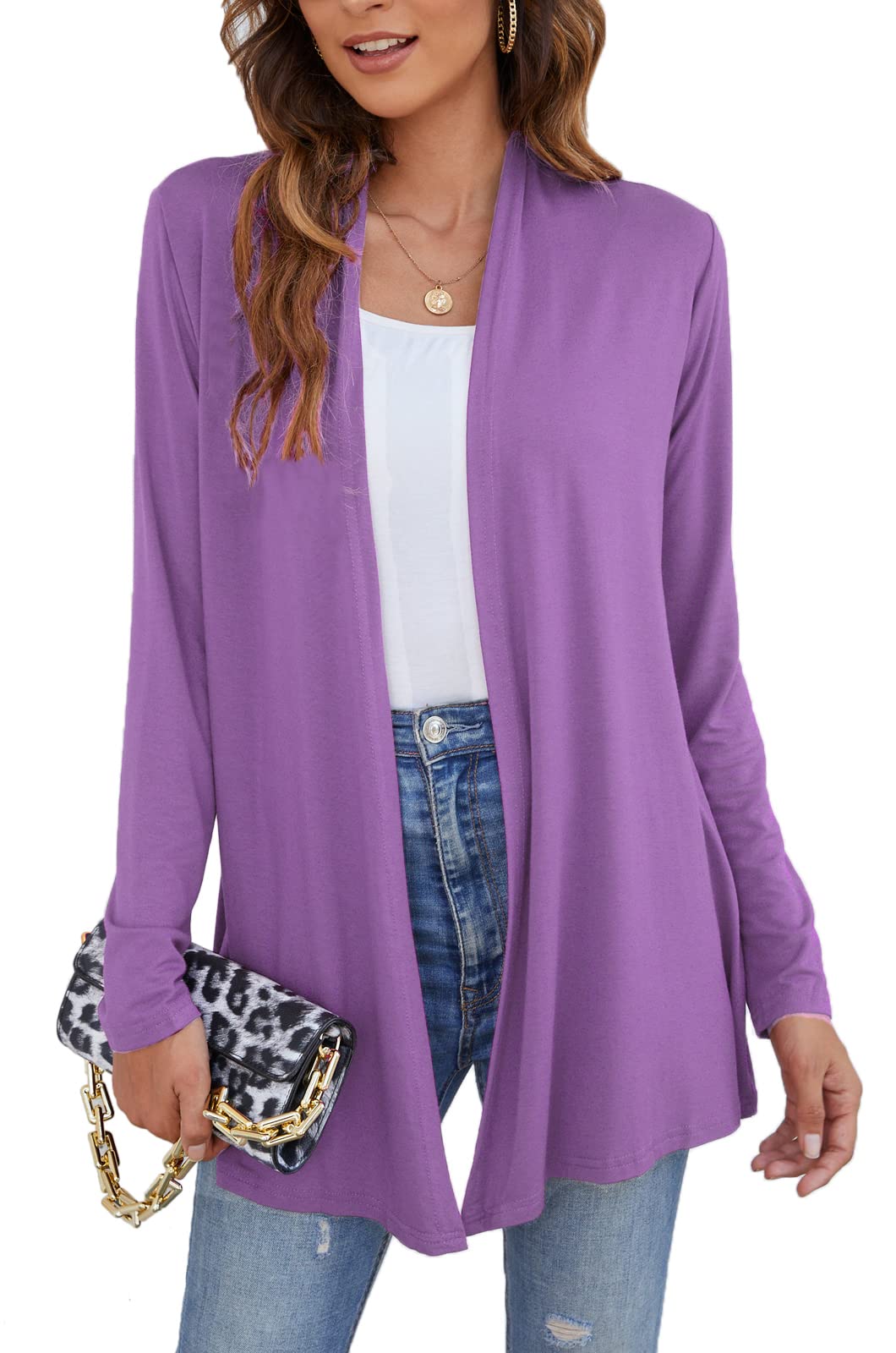 Ladlop Women's Lightweight Open Front Cardigans Long Sleeve Casual Soft ...