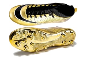 FENLOGFT Men's Soccer Cleats High-Top Unisex Football Boots with Golden Soled Spikes for Outdoor and Indoor Training and Athletic Performance