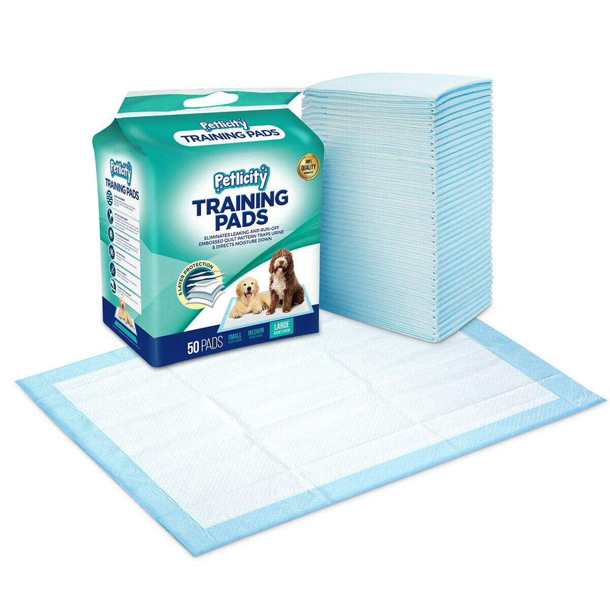 FiNeWaY@ SUPER ABSORBENT PUPPY TRAINER TRAINING PADS TOILET PEE WEE MATS DOG CAT (LARGE (60 X90CM), PACK OF 50)