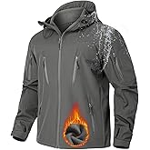 NAVEKULL Men's Tactical Jacket Waterproof Softshell Fleece Lined Hooded Coats Outdoor Hiking Windbreaker