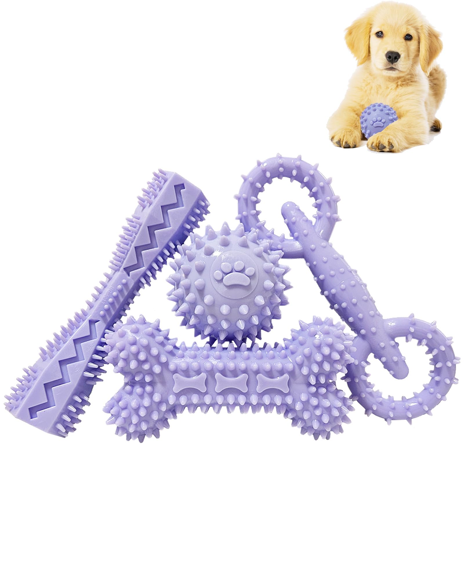 Photo 1 of Cdyzqikm 4 Pack Puppy Toys for 2-8 Months Puppies Cute Purple Teething Toys Soft Durable Interactive Chew Toy for Small Dogs