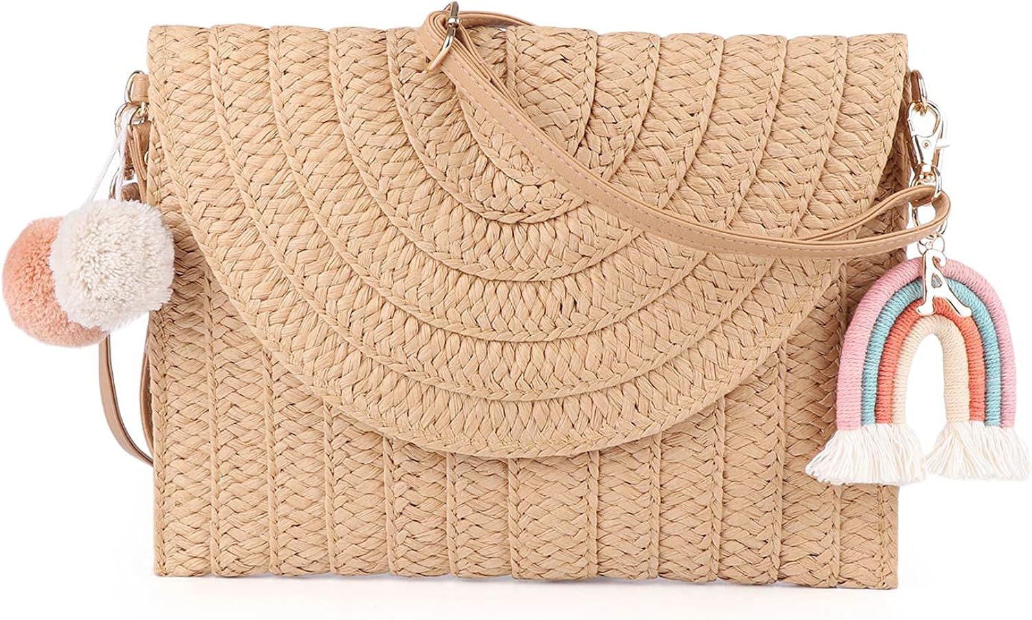 Women Straw Shoulder Bag Straw Clutch Purse Straw Woven Crossbody Bag