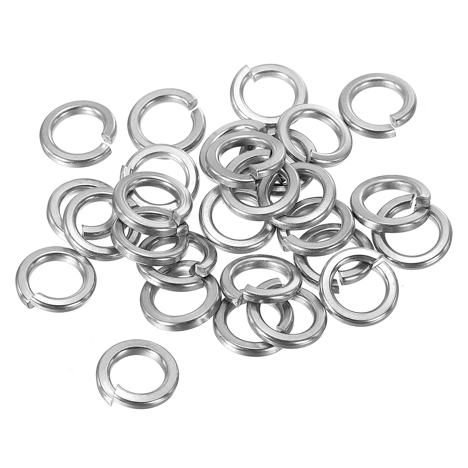 PATIKIL M8 Split Lock Washer, 100 Pack 8mm ID 12.8mm OD 304 Stainless Steel Spring Lock Washer Elastic Gasket for Screws Bolts, Silver Tone
