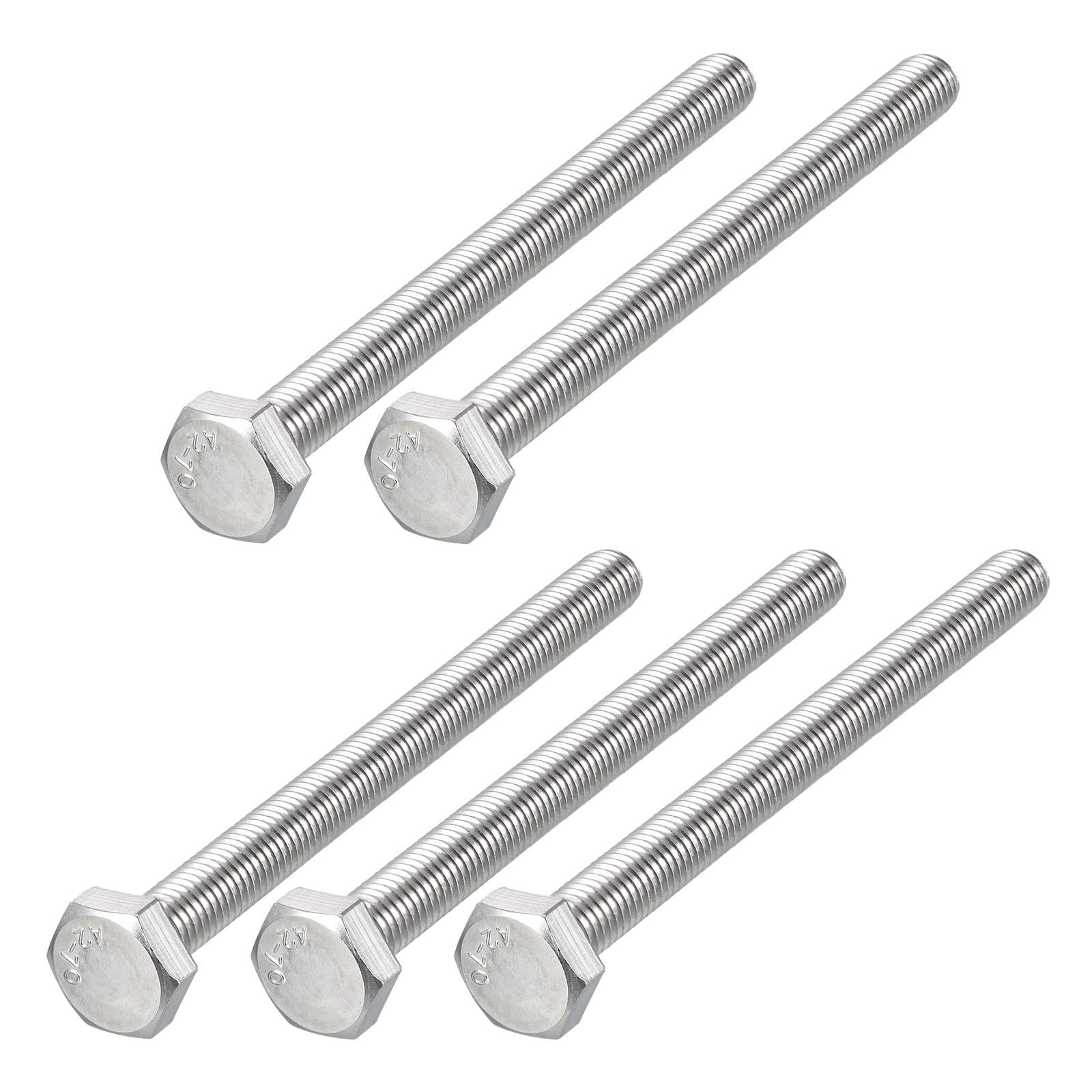 METALLIXITY Hex Bolts (M10-1.5x120mm) 5Pcs, 304 Stainless Steel Coarse Fully Threaded Hex Head Screw Bolt Machine Screws - for Furniture Repair, Silver — image 1