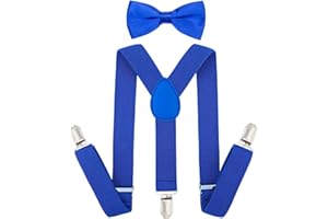Kanfouaela Kid's Suspenders and Bowtie Set - Fits Child Boys & Girls, 6 Months to 7 Years, Perfect for Daily Wear & Events