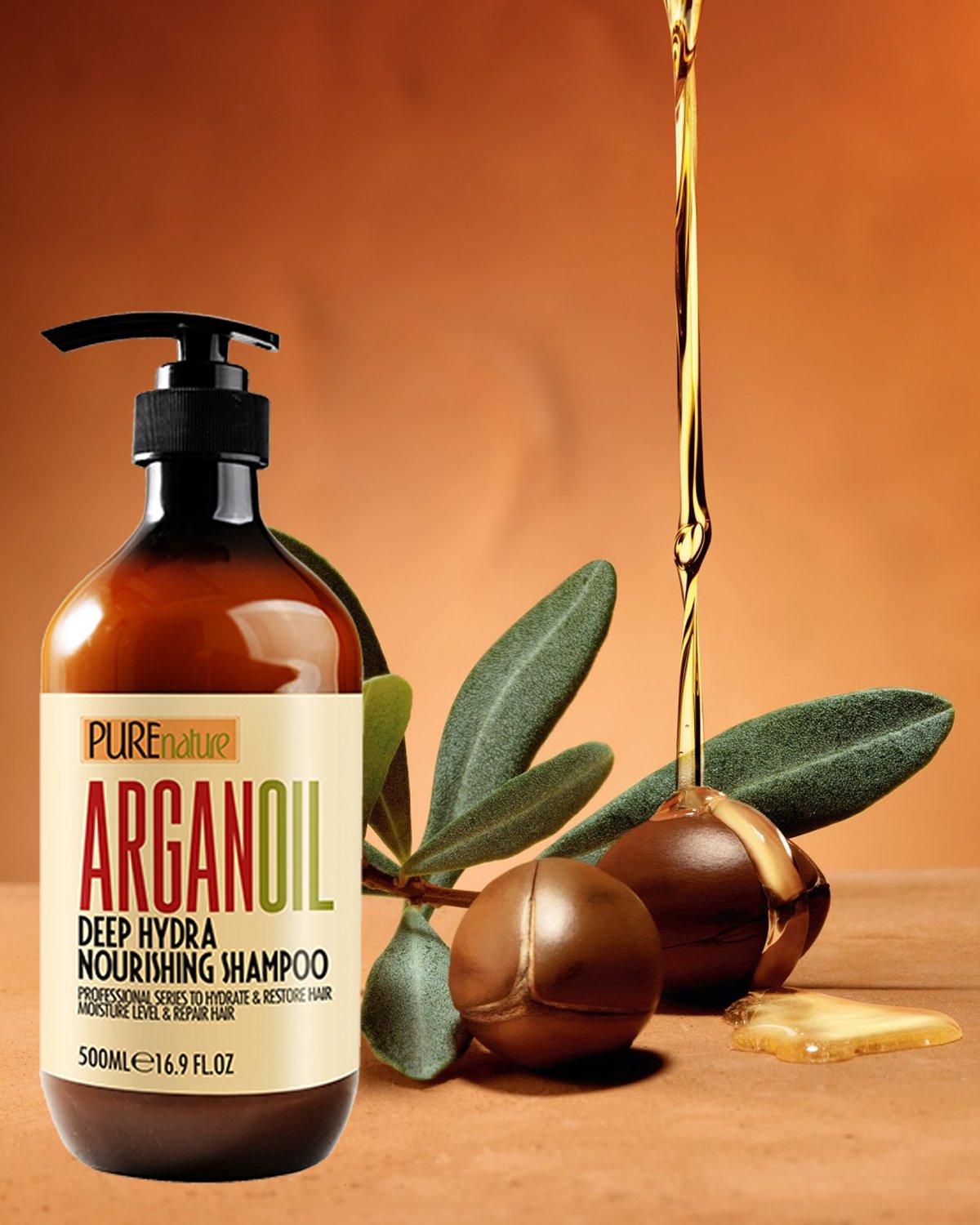 Moroccan Argan Oil Shampoo SLS Free Sulfate Free, for Damaged, Dry, Curly or Frizzy Hair - Thickening for Fine / Thin Hair, Good for Color and Keratin Treated Hair : Beauty