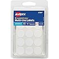 Avery Multi-Use Removable Labels, 3/4 Inch Round Stickers, White, Non-Printable, 315 Blank Labels Total (6738)