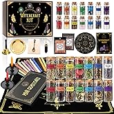 Cikuco Witchcraft Supplies Kit for Witch Spells,63PCS Witch Stuff,Wiccan Supplies and Tools,Including Herbs for Witchcraft,Crystals and Healing Stones,Spell Candles,Wiccan Starter Kit