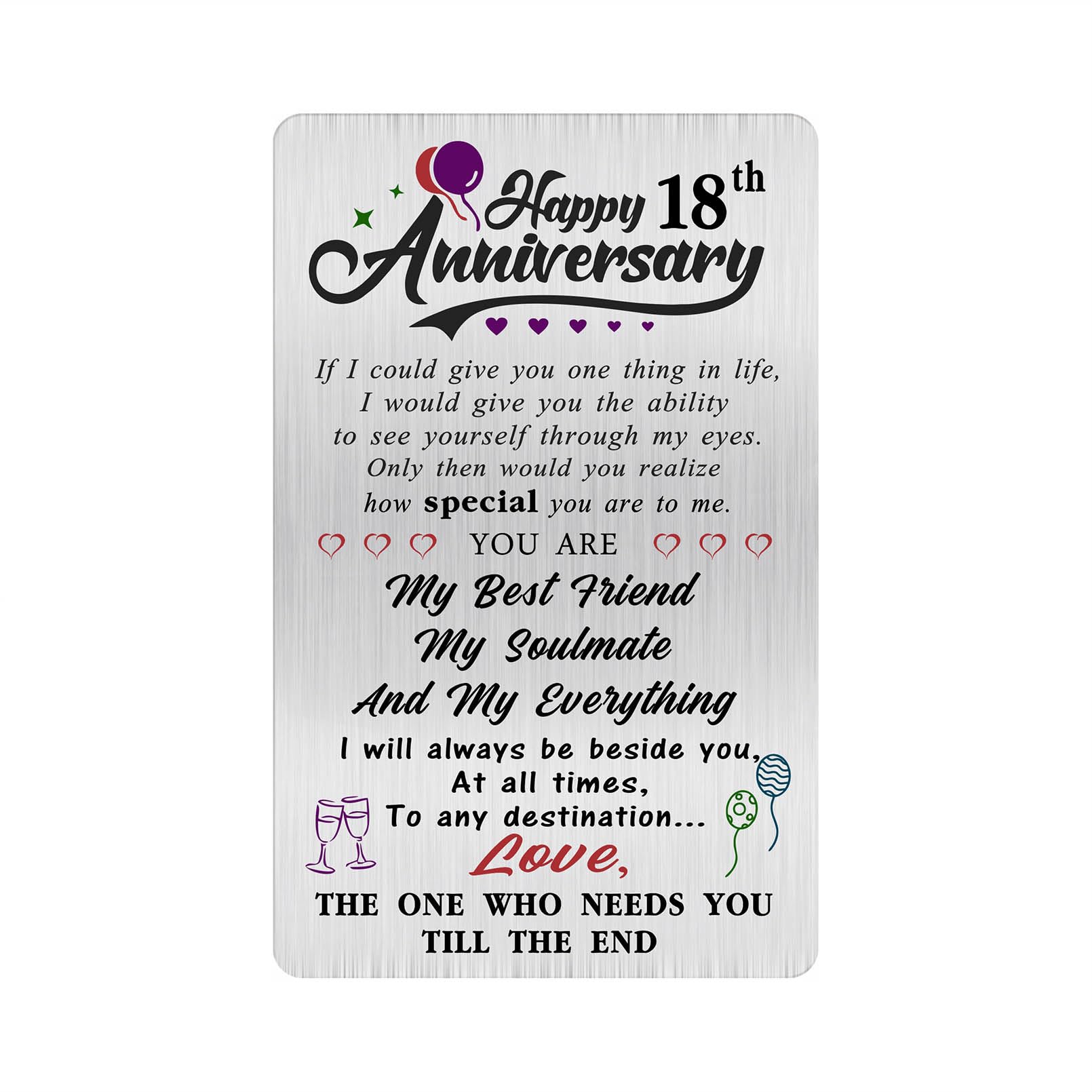 Alotozo 18 Year Wedding Anniversary Card - Happy 18th Wedding Anniversary Cards Gifts for Husband Wife - 18 Years Anniversary Card for Him Her