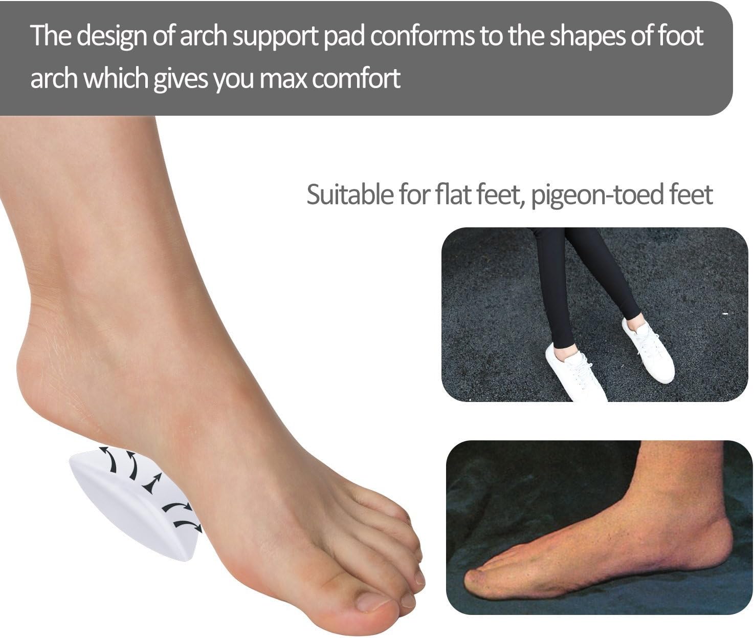 Dr.Pedi Transparent Adhesive Arch Pad Arch Support Gel Insole for Flat Foot Women & Men, Adhesive Foot Insert for Shoes, Sandals, Flip Flops Plantar Fasciitis: Health & Personal Care