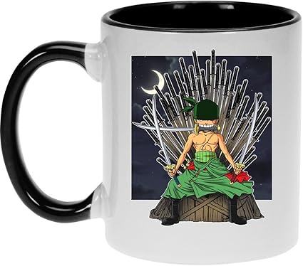 Okiwoki Taza Con Asa Negra E Interior Negro Parodia De One Piece Juego De Tronos Roronoa Zorro X Eddard Stark Taza De Primera Calidad Impresa En Francia Ref 869 Amazon Es Hogar