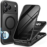 BERFY for iPhone 18 Pro Max Case/iPhone 17 Pro Max Case, Fit for Magsafe | Built-in Privacy Screen, Camera Protection, Shockproof Full Body Translucent Matte Magnetic Phone Case 6.9", Black