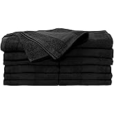 ForPro Premium Bleach Tough Salon Towels, Black, 100% Cotton, Bleach-Proof Towels, Stain Resistant, 16” W x 27” L, 12-Count