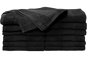 ForPro Premium Bleach Tough Salon Towels, Black, 100% Cotton, Bleach-Proof Towels, Stain Resistant, 16” W x 27” L, 12-Count