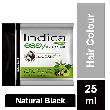 Indica Easy Hair Color Natural Black, 25 ml (Pack of 5 Pieces)