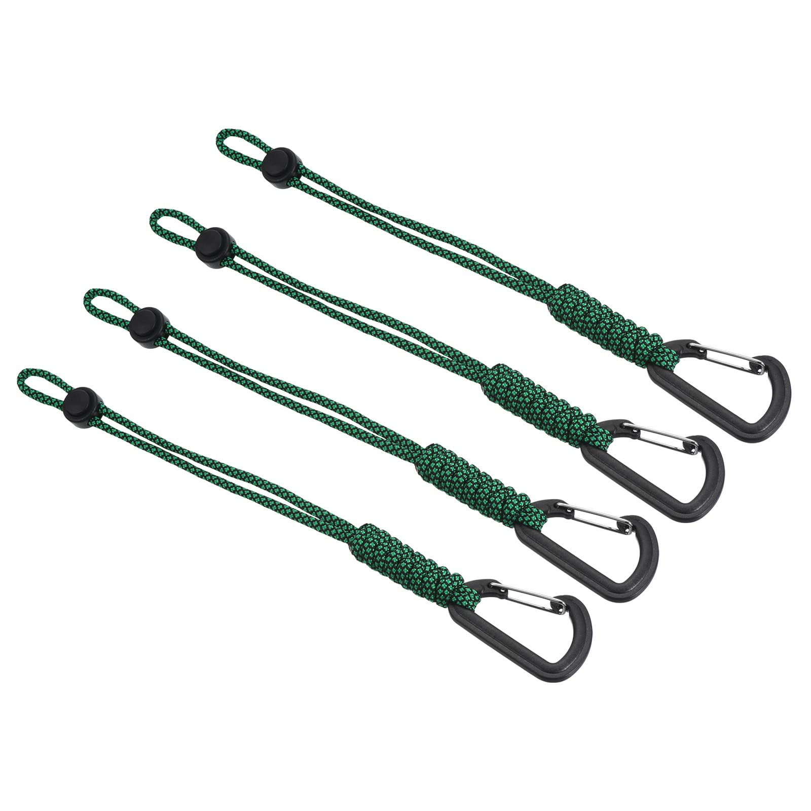 PATIKIL Badge Lanyard with Hook 10 Inch, 4Pcs Braided Wrist Keychain Strap Adjustable Cord Lock for Keys Wallets Outdoors, Black Green
