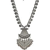 Designer Statement Afghani Antique Oxidised Silver Indian Party Ethnic Tassel Coins Tribal Gypsy Necklace Jewelry Set Women