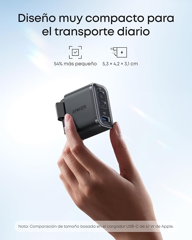 Nano carregador, adaptador de parede de 3 portas com saída de 70W, compacto e elegante, para iPhone 17/17 Pro MAX 16/15/14 iPhone Air, MacBook Air, iPad, Pixel, Galaxy e mais