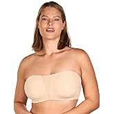 HSIA Strapless Bra for Big Bust Women, Plus Size Full Coverage Bandeau Fiery Bra Anti-Slip Underwire Support for Large Breast Sand