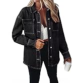 Astylish Women's Oversized Denim Button Down Shirt Chambray Beach Long Sleeve Dressy Casual Fashion Fall Outfit