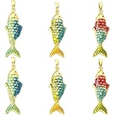 KitBeads 6Pcs 3 Styles Enamel Fish Charms Brass Ocean Animal Charm Enamel Mini Sea Fish Pendants for Jewelry Making Bracelets Earrings Necklace Bulk