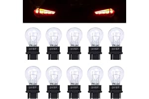 ecocstm 10 PCS 3157 Tail Light Bulb, Miniature Brake Light Bulb, Waterproof Turn Signal Bulb, Automotive Side Marker Tail Light Replacement for Truck SUV Car (White)