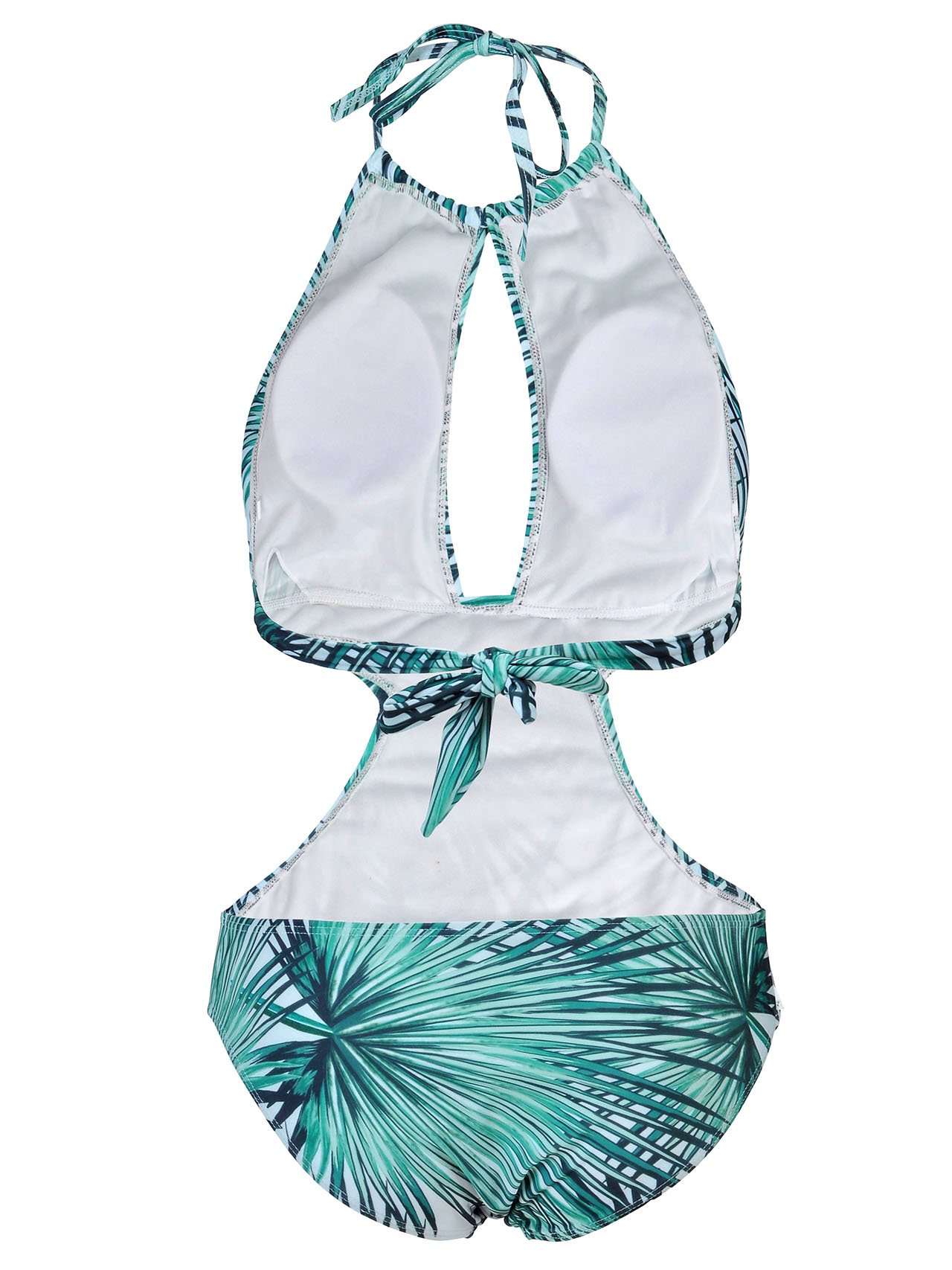 Ayliss Womens One Piece Floral Green Leaf Swimsuit Hollow Cut Backless Monokini,M