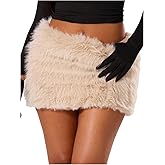 GORGLITTER Women's Y2k Fuzzy Bodycon Mini Skirt Fur Low Rise Pencil Short Skirts Clubwear