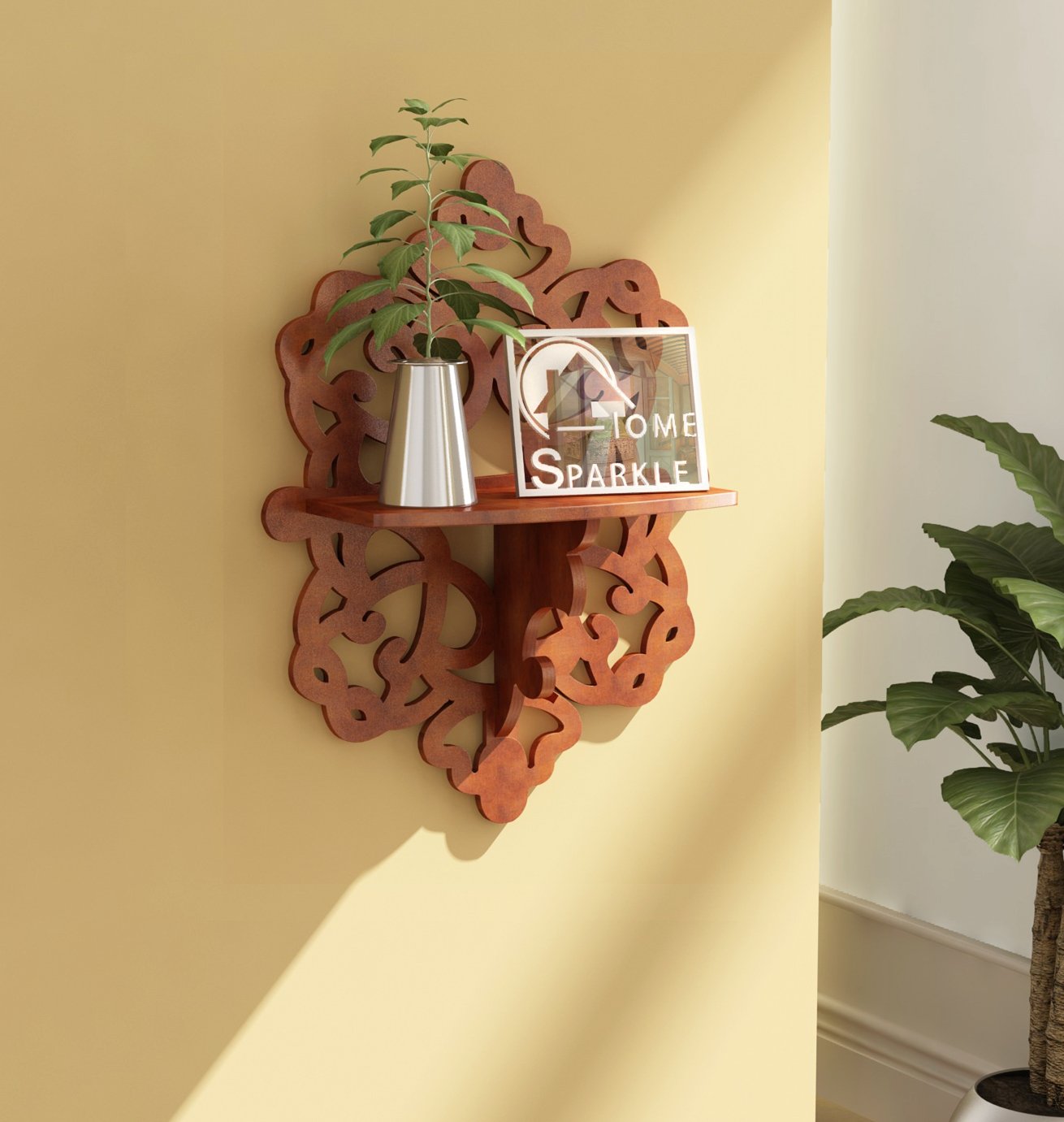 Home Sparkle Wooden Carved Display Wall Shelf/Shelves/Decorative Items