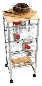 Mind Reader 4WIRECART-SIL Stainless Steel Mobile Kitchen Cart, Bar Cart, Office Cart, Utility Cart